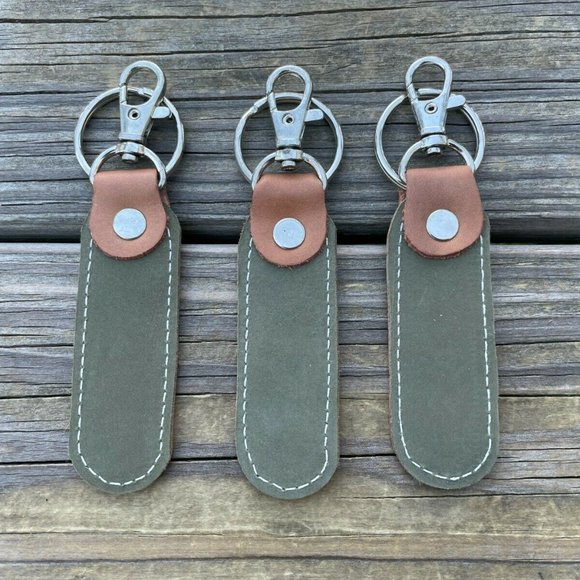 Handmade Key chains Genuine Leather Double Sided Keys Holder Keychains Set of 3 - Picture 11 of 11